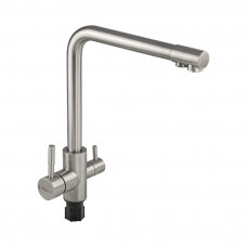 Смеситель МАГНУС для кухни нерж. сталь Г-образный излив, с подключением к фильтру