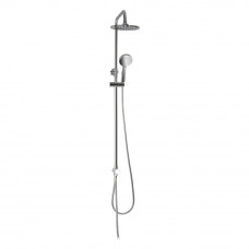 Стойка душевая из нержавеющей стали МАГНУС с двумя круглыми лейками без смесителя, цвет хром