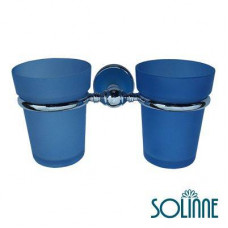 Подстаканник двойной Solinne 3068LB, хром, светло-голубой