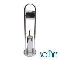 Ершик туалетный напольный с держателем для туалетной бумаги металлический Solinne Y708, хром