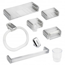 Набор в ванную 8 предметов прозрачный, хромированный из АБС пластика