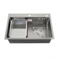 Мойка нерж. FABIA PROFI врезная 68х45 см. толщ 3,0 х0,9мм гл.200 мм +угловой сифон с корзиной Мойка нерж. FABIA PROFI врезная 68х45 см. толщ 3,0 х0,9мм гл.200 мм +угловой сифон с корзиной