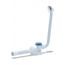 Сифон Ани Пласт для ванны клик-клак, сетка, с выпуском и переливом плоский , с гибкой трубой 375*40*