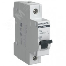 Выключатель ВА47-29М 1полюс 6А С GENERICA