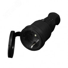 Разъем штепсельный с заземлением каучук 16А 250В IP44 еврослот