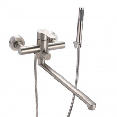 Смеситель РМС для ванны с душем  нерж. с плоским изливом 35 см