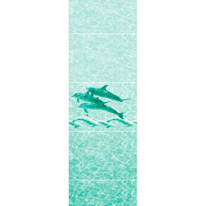 Панель ПВХ Дельфины цвет морская волна 300*2700
